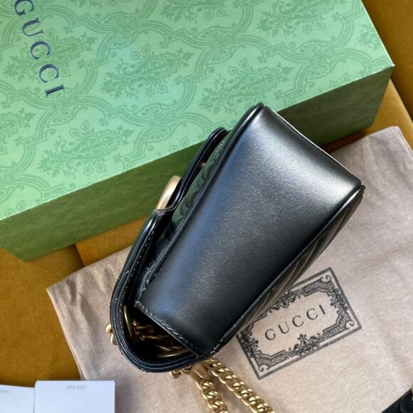 Gucci Black Leather GG Marmont Bag with Gold Chain - Picture 3 of 9